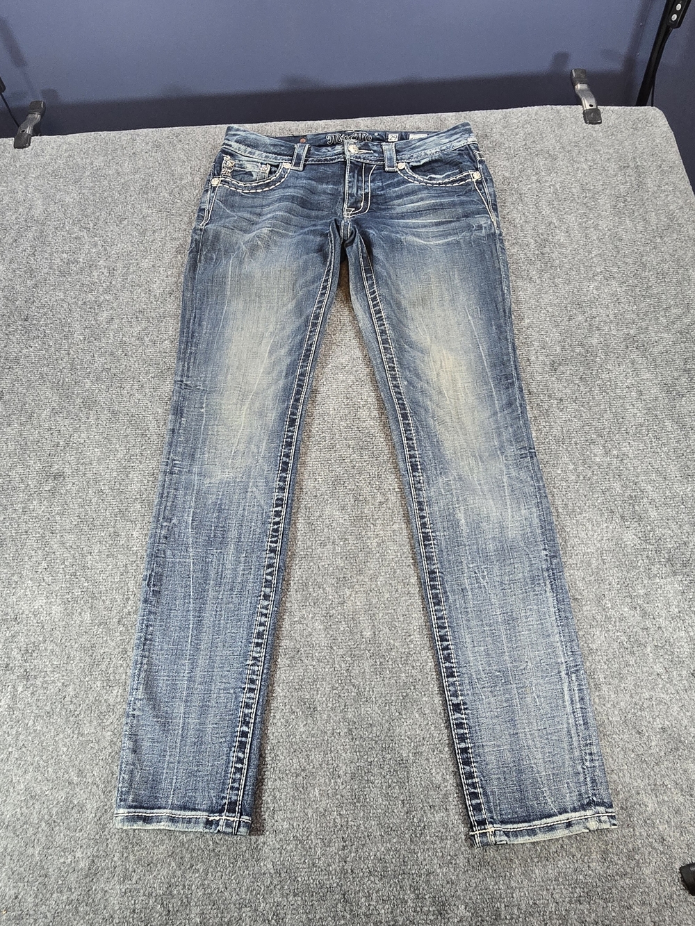 Miss Me Skinny Jeans Womens 29 Medium Wash Flap Pocket Embellished Denim
